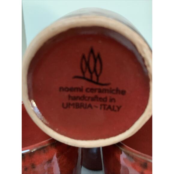 Noemi Ceramiche Tumblers Red Black Set of 4 Umbria Italy Rare Hand Crafted - Picture 4 of 4
